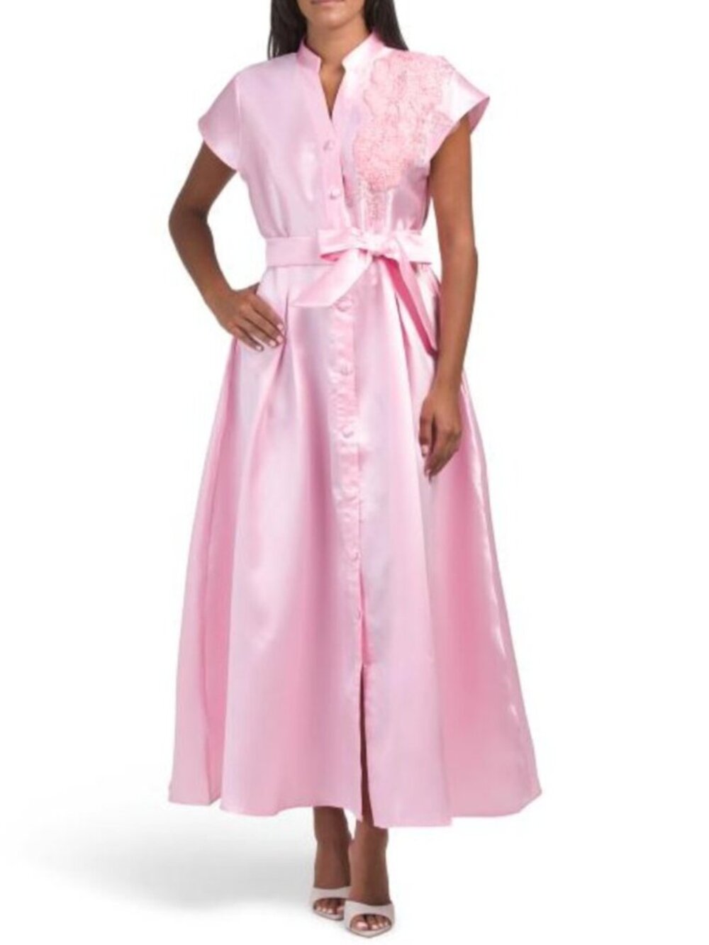 NANCY YANG 3d Applique Shirt Dress